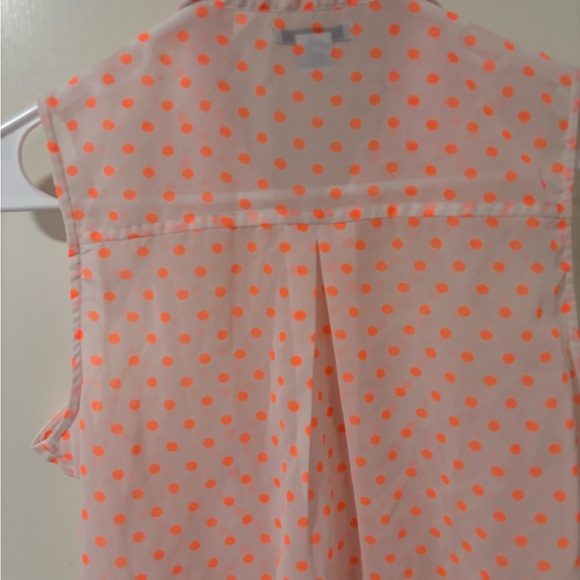 3/$15 Bar III Women's Orange Polka Dot Sleeveless semi sheer Top size M - Picture 4 of 8